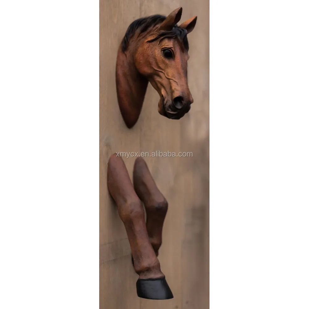 Estatuas de caballo de tamaño real de poliresina para decoración de pared de cabeza de caballo a la venta