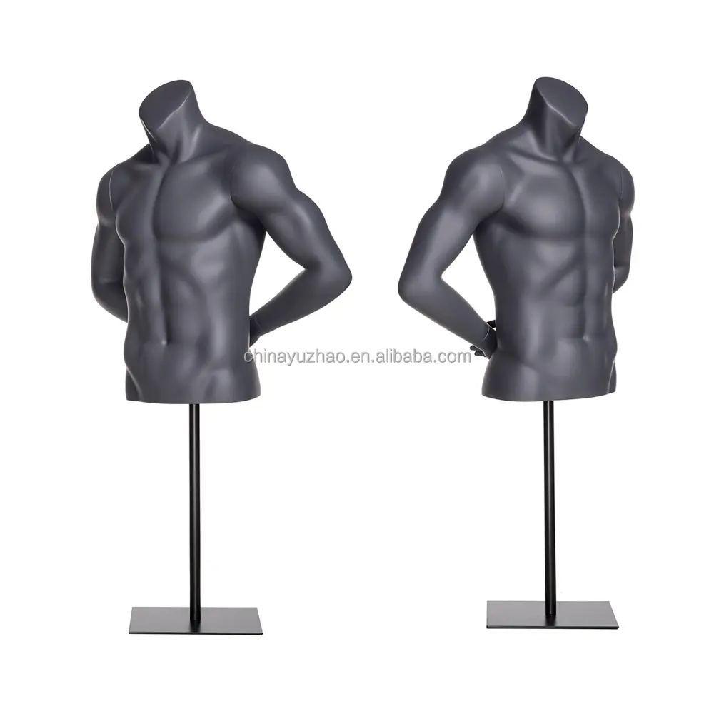 Sports Mannequin Half Body Men Black Model Headless Male Mannequins Athletic Upper body NI-7