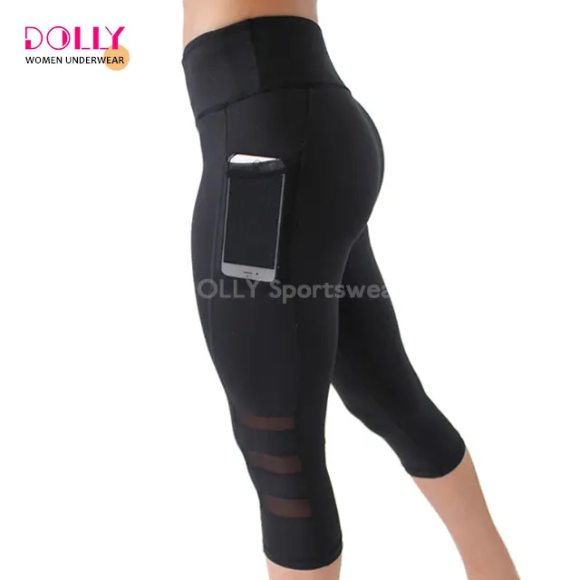 Gym Sport Capri Naadloze Yoga Broek Plus Size Zomer Koel Mesh Workout Leggings