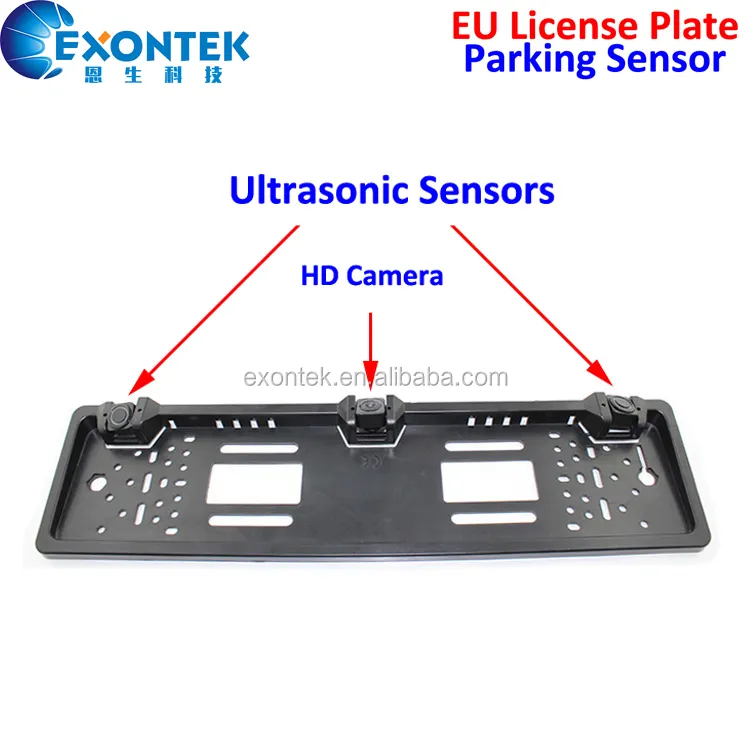 ¡Novedad de 2020! radar de aparcamiento retrovisor con sensor de vídeo reverso sin agujeros para la UE, Parktronic con marco europeo para matrícula de coche