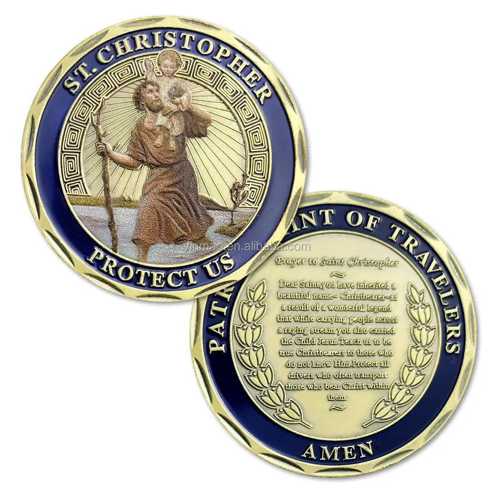 St。Christopher Patron Saint Of Travelers Non通貨Coins、AMEN Protect Us Commemorative Challenge Coin