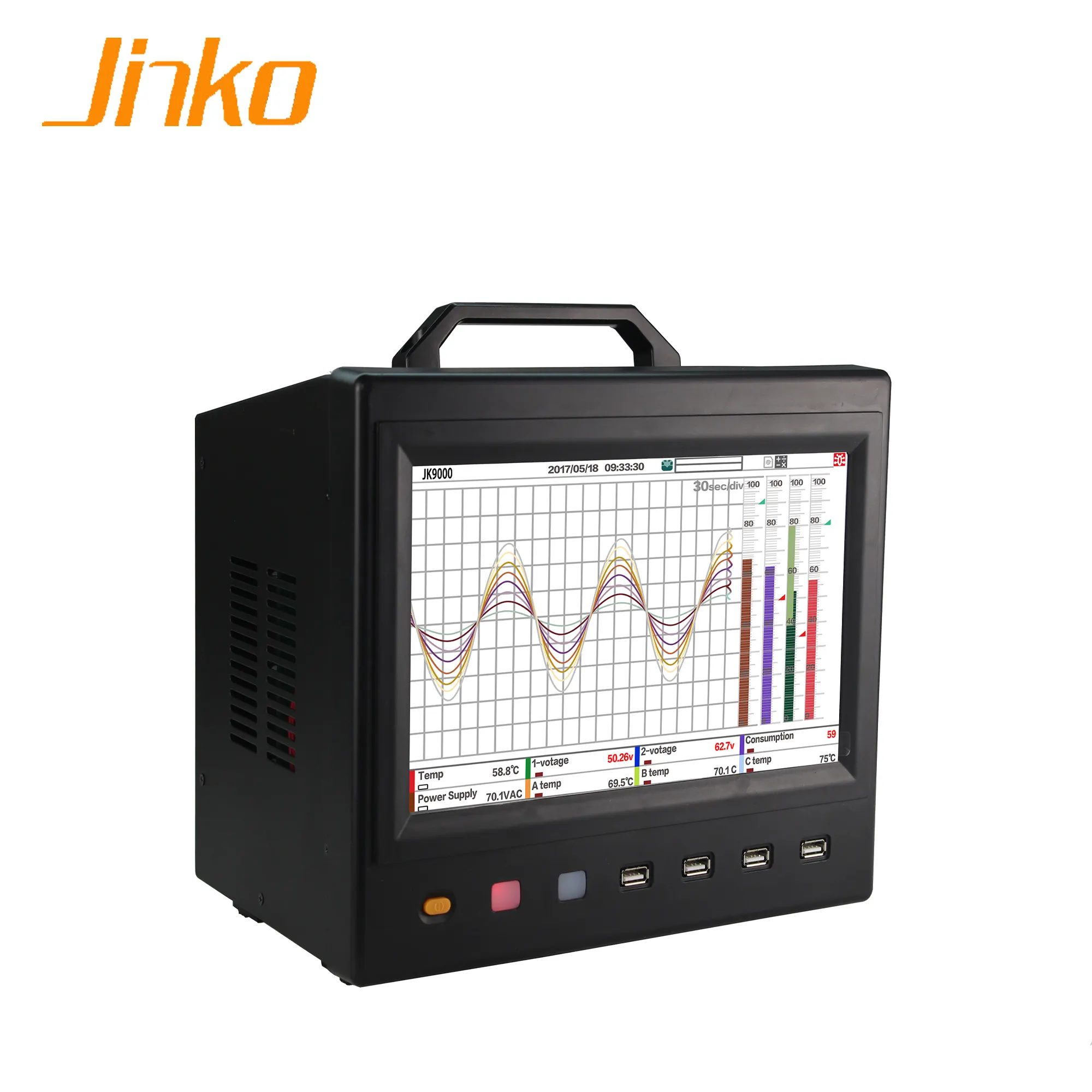 JK9000 8 채널 온도 압력 습도 데이터 로거 데이터 수집 장치 멀티 채널 데이터 레코더