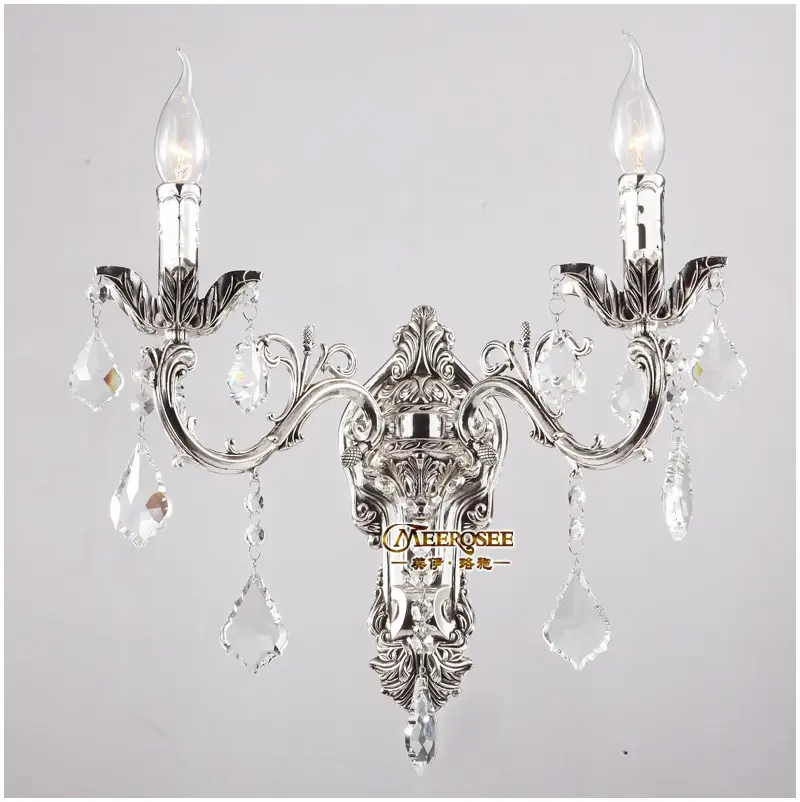 Classic Golden Crystal Wall Light Fixture Silver Wall Sconces Lamp Crystal Wall Brackets Light Free Shipping MD8861