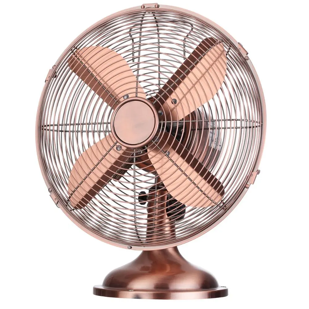 Mini ventilatori da tavolo personali portatili silenziosi retrò in metallo cromato classico da 12 pollici 30W