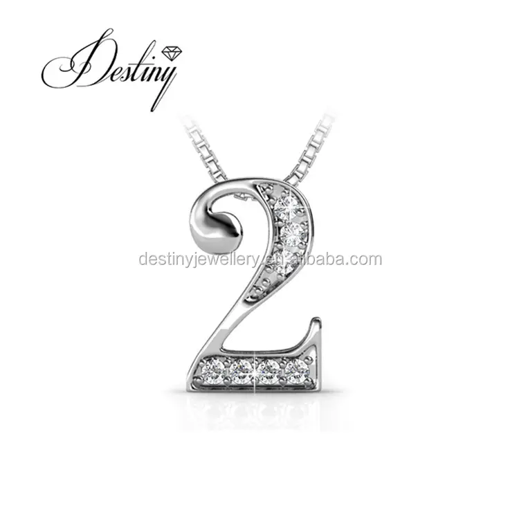 Yi-premium — bijoux en cristal autrichien, argent/laiton, Design à la mode, collier avec pendentif numérique, numéro 2, bijoux de destin, 925