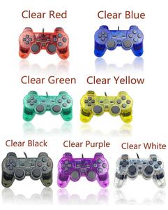 ברור שחור רטט כפול אנלוגי gamepad עבור <span class=keywords><strong>PS2</strong></span> wired בקר