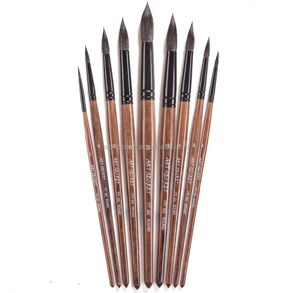 Nghệ Sĩ Sơn Brush Set Với Sóc Tóc Hình Bầu Dục Tóc Xử Lý Bằng Gỗ Cho Nghệ Thuật Cung Cấp Màu Nước Acrylic Sơn Bàn Chải