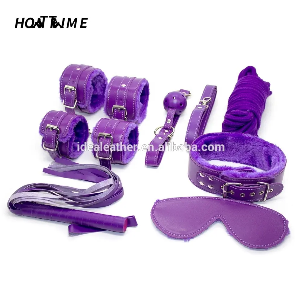 Leather Bondage Kits 6PCS/set Sex Toys Feathers Nipples Clip Flirting Nipples clip Floggers Mask and Handcuffs