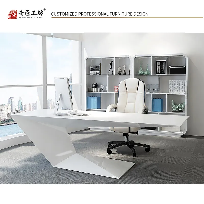 Mesa de oficina sencilla personalizada, muebles modernos en blanco, fabricación China