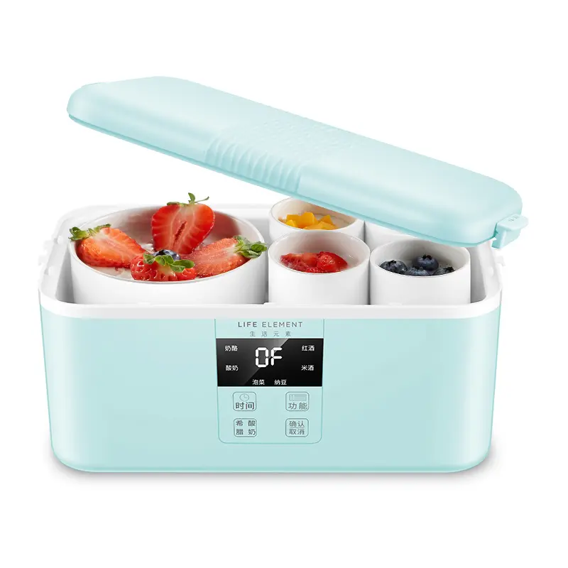 Minimáquina de fermentación eléctrica para el hogar, recipiente de cerámica de 1L con Control de temperatura casero, colador de Yogurt griego