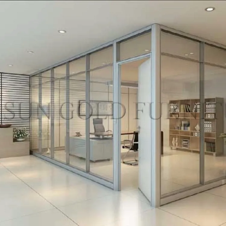 Moderne Kantoor Aluminium Hoge Muur Partitie Met Temperen Glas