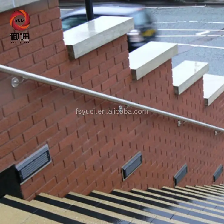 Rampe d'escalier murale en acier inoxydable avec support, 2 pièces
