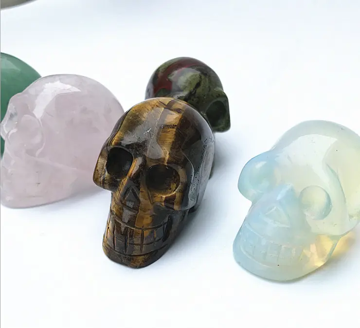 Yüksek kaliteli taş mini kristal kafatasları Meksika mini 2 ''cadılar bayramı kafatasları