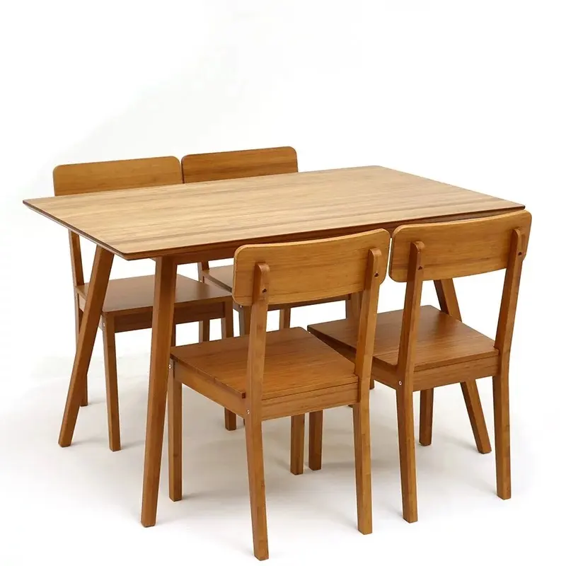 Avrupa zarif Saray yemek odası mobilyası Ahşap yemek masası seti 4 sandalye ile