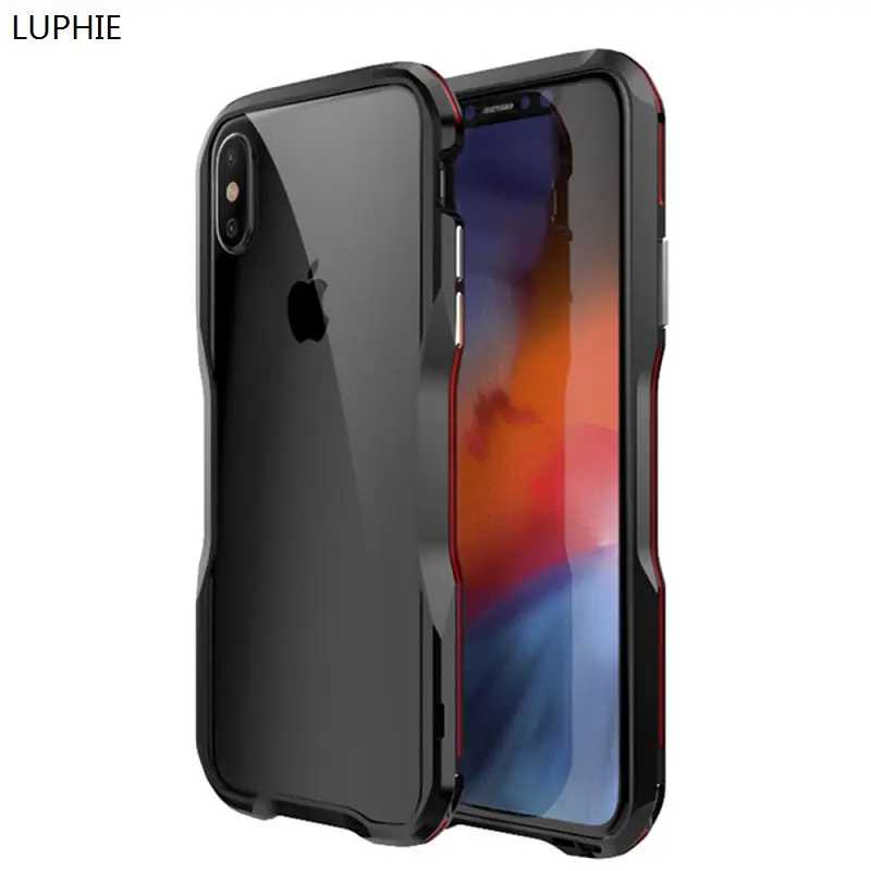 Luphie Asli Melengkung Logam Bumper untuk iPhone XR Ultra Tipis Aluminium Bumper Frame Kasus Ponsel untuk iPhone XR X MAX ZY-043