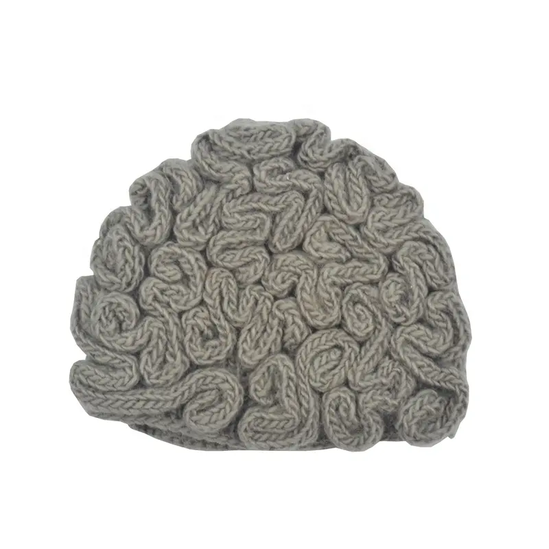 Solido personalizzato Fatto A Mano Acrilico Cervello Del Cappello Del Crochet Del Beanie di Inverno