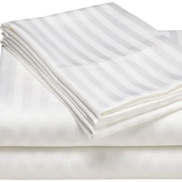 100 algodón 250TC blanco 1-2cm rayas sábana tela para ropa de cama de hotel