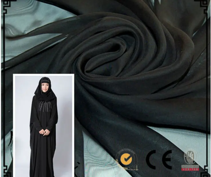 Formale nero di seta tessuto chiffon pakistani tessuto/indiano chiffon tessuti di seta/tessuto abaya