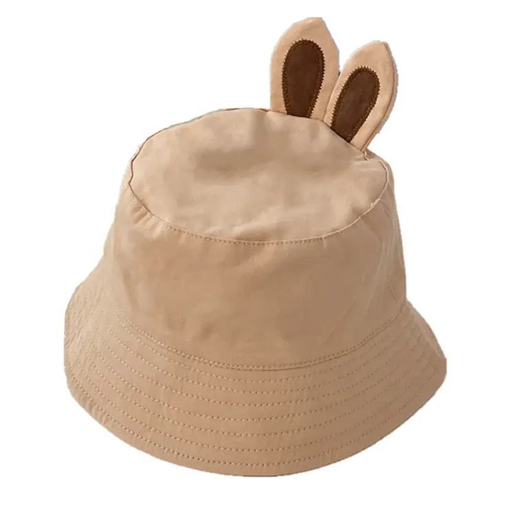 Pamuk bebek kova şapka kulakları ile çocuk çocuk açık kap geniş brim güneş şapkası özel logo nakış kızlar ve erkek kova şapka kap