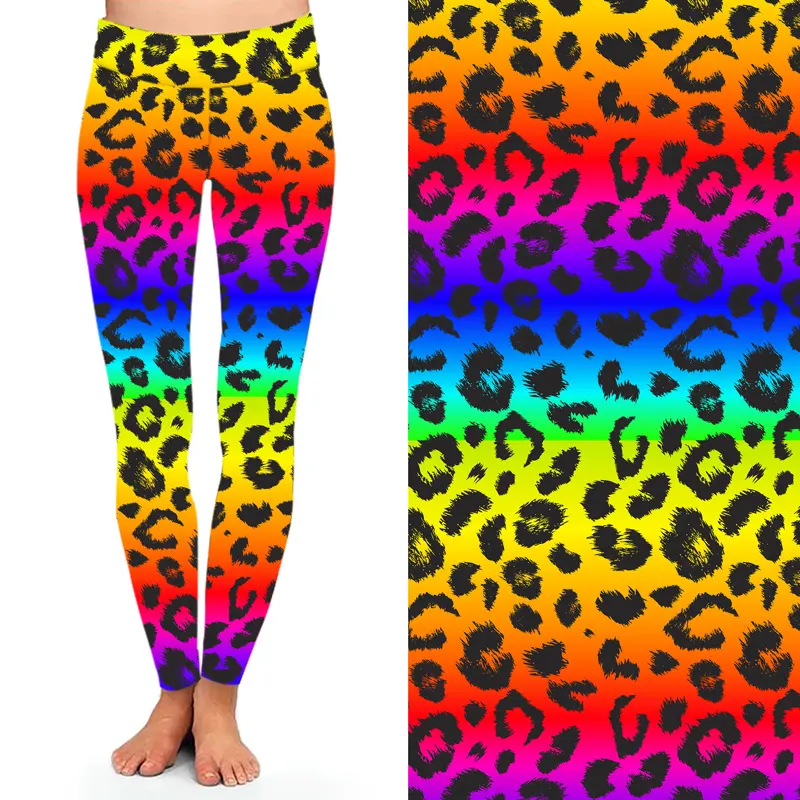 Colorful Ombre Color Leopard Leggings Gradient Animal Print Sexy High Waist 3d Printed Leggings Soft leggings