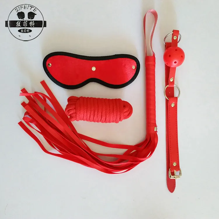 Hot selling 4pcs kit eye mask gag whip 5m cotton rope sex bondage toys