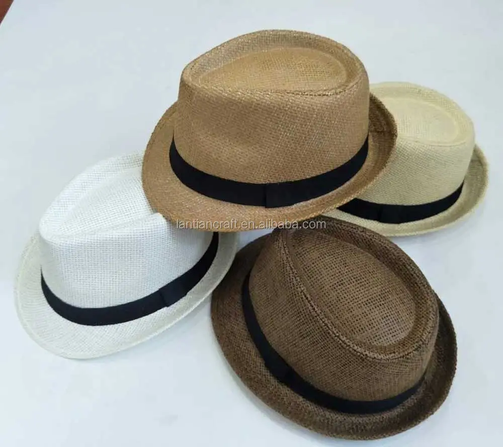 Promotional Fashion Panama Cheap Fedora Hat Custom Logo Paper Straw Hat with Ribbon
