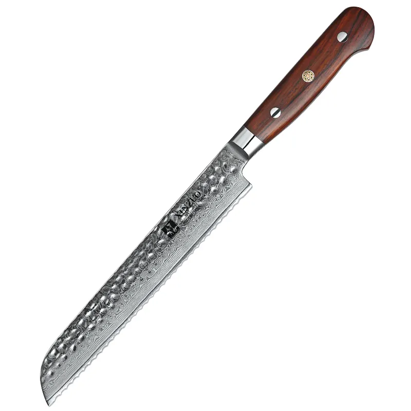 Cuchillo de cocina profesional de acero de Damasco, 10Cr core, 8 pulgadas, con mango de palisandro