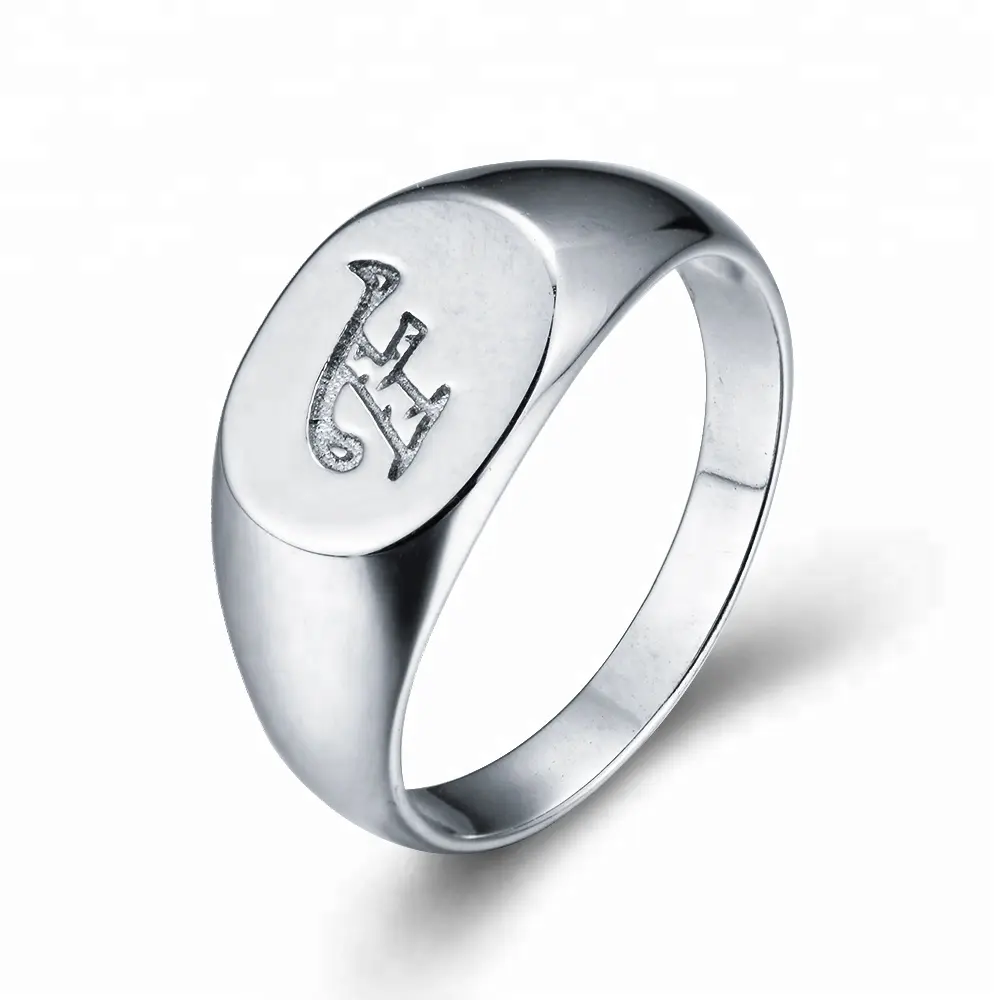 Impostazioni dell'anello degli uomini dei gioielli su misura economici senza pietre lettera f logo anelli iniziali con sigillo vuoto