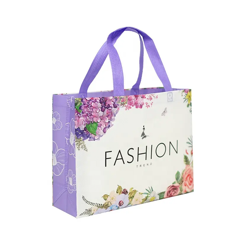 Belleza floral Bolsas laminadas Reutilizable Eco Shopping Bolsa de tela no tejida para zapatos