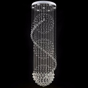 Led高級モダンホテルクリスタルシャンデリアラウンドロング階段クリスタルシャンデリアチェーンクリスタルオーブレインドロップシャンデリア