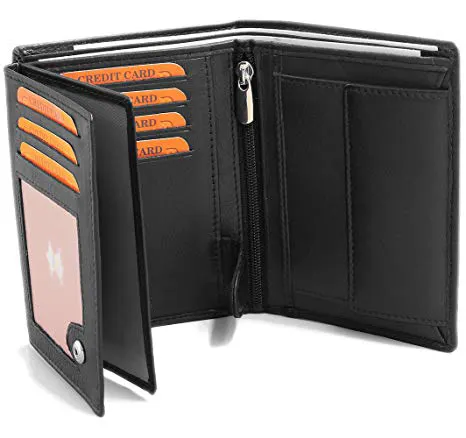 Vertikale Brieftasche für Herren aus weichem Narben leder, Geldbörse aus italienischem Leder aus echtem Leder