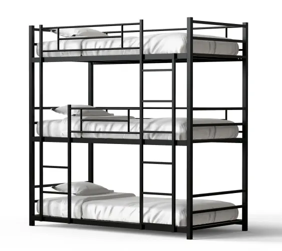 Cheap modern strong metal triple bunk bed for 3 people 3 layers