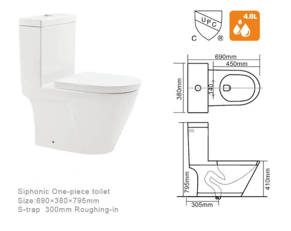 UPC certification cheap one piece american toilet standard bathroom toilet