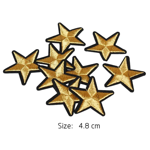 Insignias bordadas de estrella dorada para planchar en la ropa, parches para ropa, apliques con motivo de dibujos animados, accesorios de tela