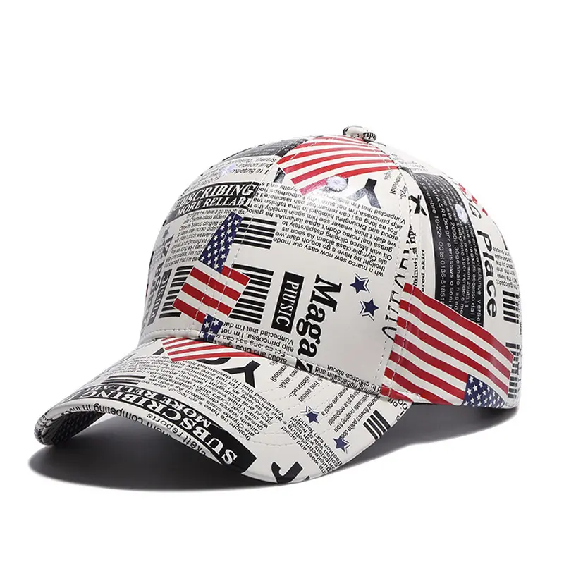 Europe and America Retro Map Design Snapback Bone Hats PU Leather Baseball Cap for Men or Women