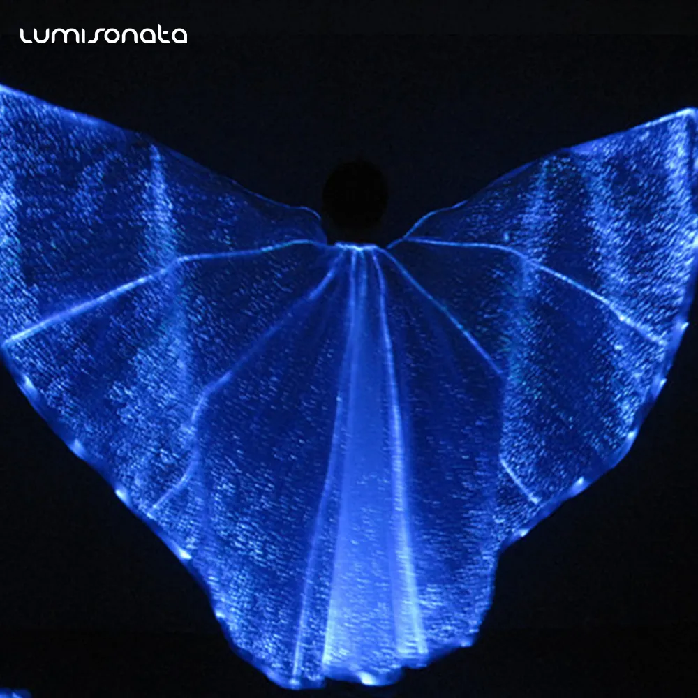 Fantasia de fibra óptica com controle remoto, luzes led para dança, asas de anjo e carnaval para adolescentes