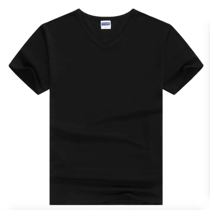 Camisetas informales holgadas y cómodas para hombre, camisa con cuello de pico liso de 2021 algodón, color negro, de diseñador, venta al por mayor, 100%