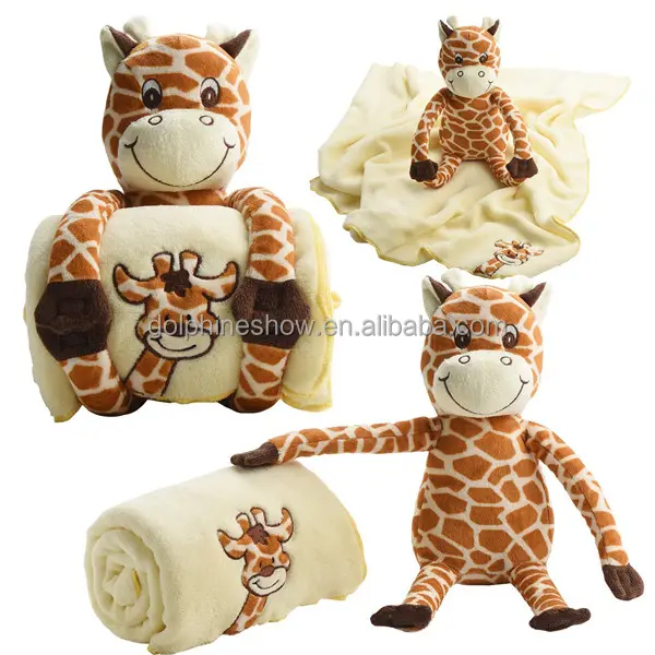 Kinder Tier Polar Fleece Decke Marke LOGO Custom Cute Gefüllte Super Soft Plüsch Giraffe Baby Wickel decke