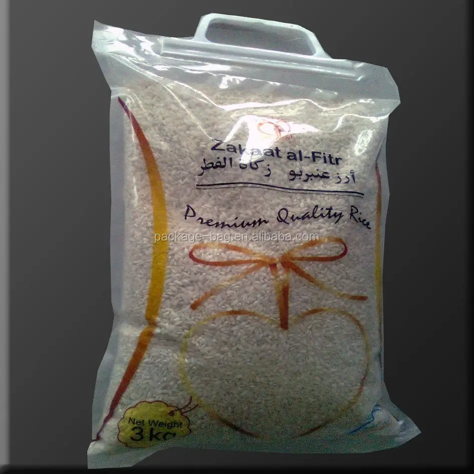 Imballaggio piacevole maniglia sacchetto di plastica per il riso