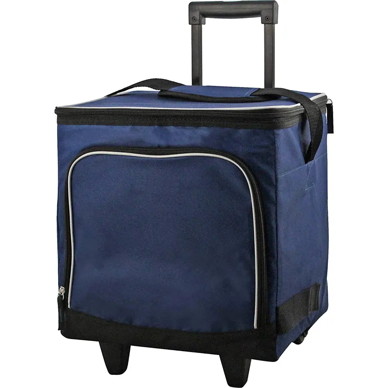 guangzhou manufacture foldable wheel outdoor pinic bag 40 cans beer trolley cooler box