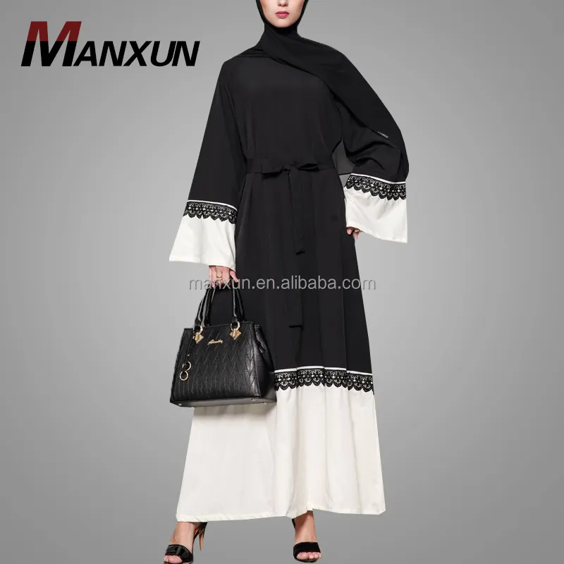 Abaya-robe de soirée noire, vêtements islamiques modestes, Maxi, tendance musulmane, en dentelle noire, devant ouvert, nouveau Design, dubaï