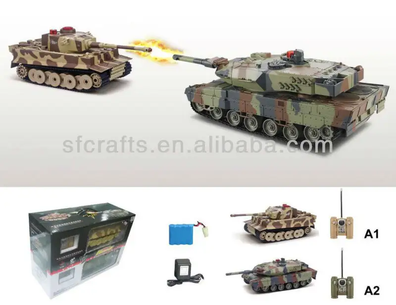 Paquete de 2 piezas tanque RC, tanque infrarrojo de lucha R/C, juguetes de tanque de Control de Radio de función completa