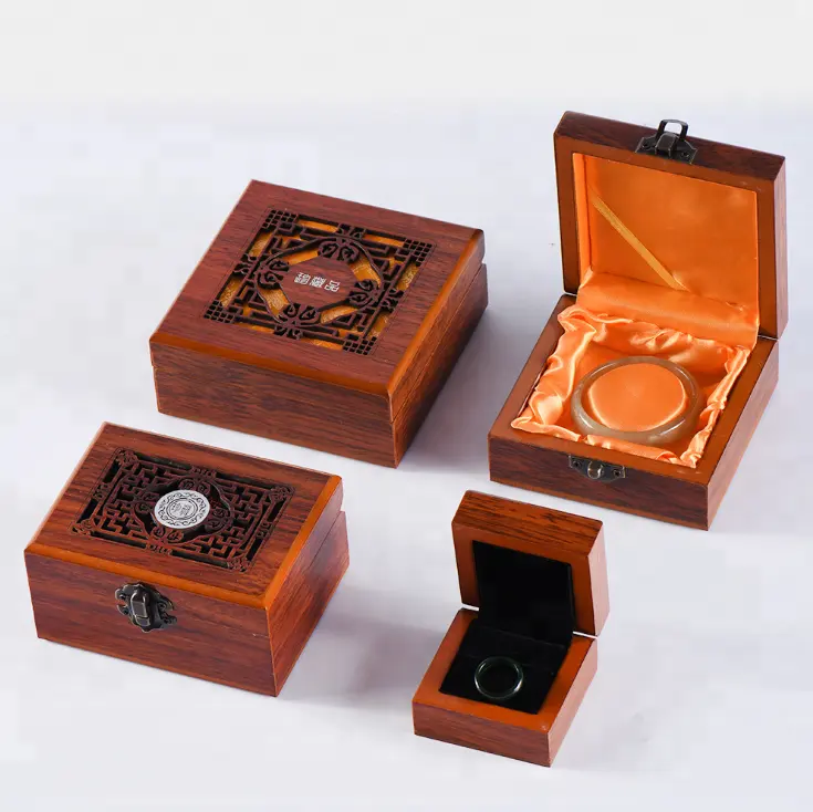 Caga de madera joia clássica chinesa, presente, embalagem personalizada, caixa de madeira esculpida atacado