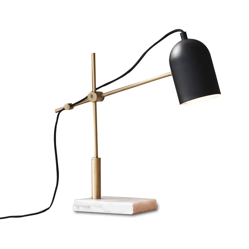 Lampada da scrivania in ferro battuto in marmo classico americano per lampada da scrivania da ufficio con cornice nera regolabile