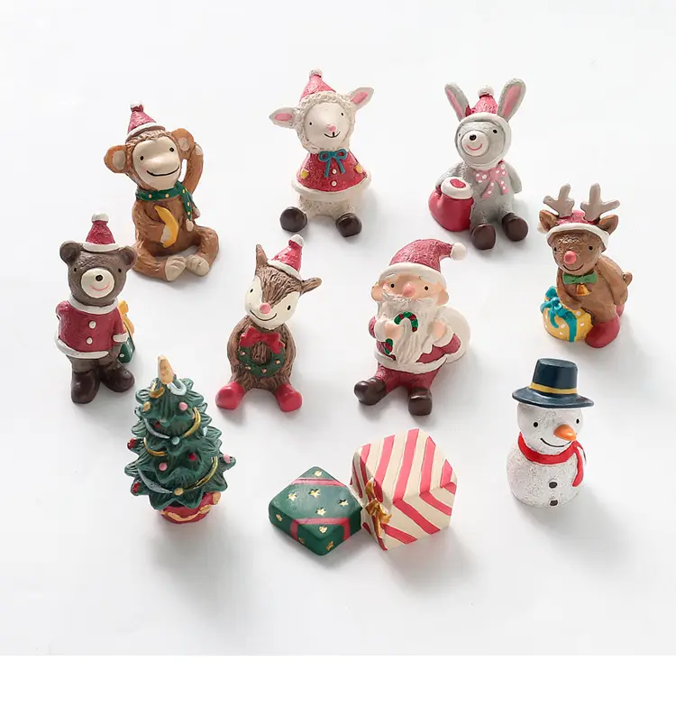 2020 PRONTO per la spedizione IN RESINA DEL FUMETTO di CASA NATALE di natale ALBERO di NATALE BABBO NATALE PUPAZZO di NEVE MINI ANIMALE STATUE STATUE di CIONDOLO DECORATIVO