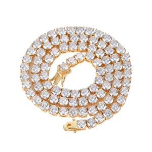 BC019 3mm 4mm 5mm pirinç zirkon tenis zinciri 1 satır kolye Hip hop Bling takı altın gümüş CZ tenis zincir kolye dışarı buzlu - Product Image 2