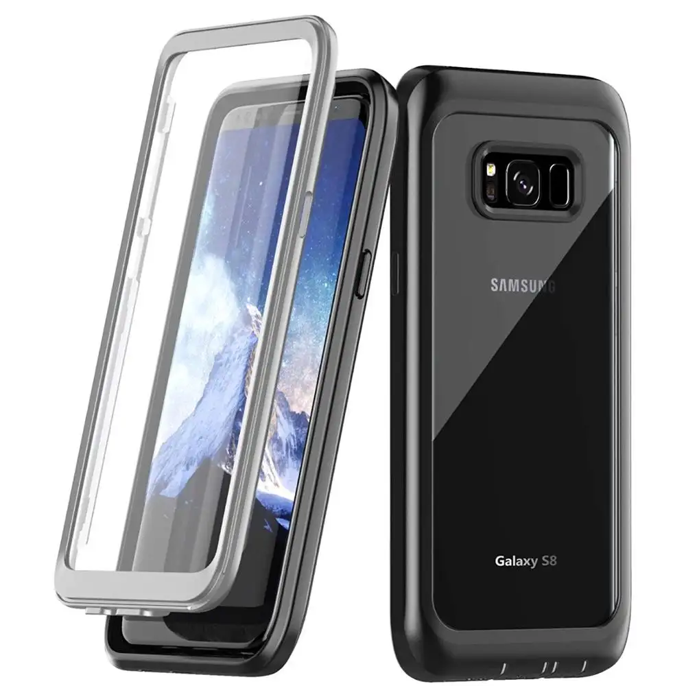 Coque pour Samsung Galaxy S8, transparente, robuste, Protection d'écran intégrée, 360 degrés, coque résistante