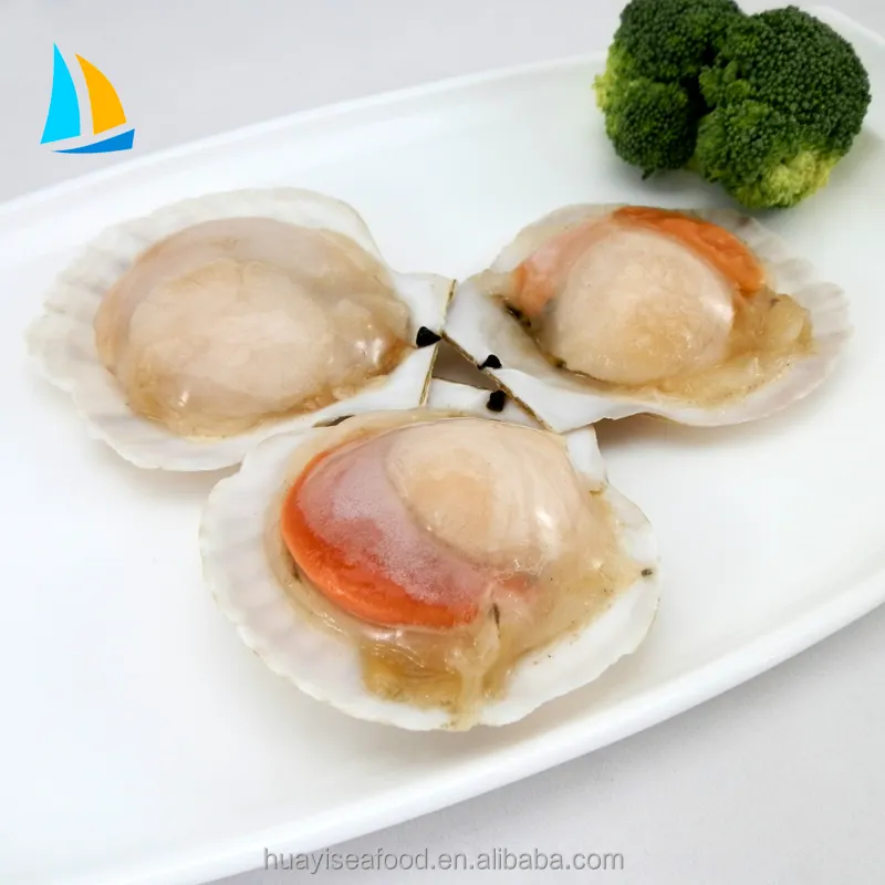 Coquille demi-coquille congelée avec des oeufs sur