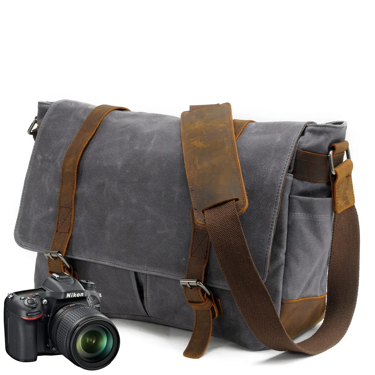 F 16930ND New Arrival Large Shoulder Laptop Bags Waterproof Waxed Canvas Camera Bags