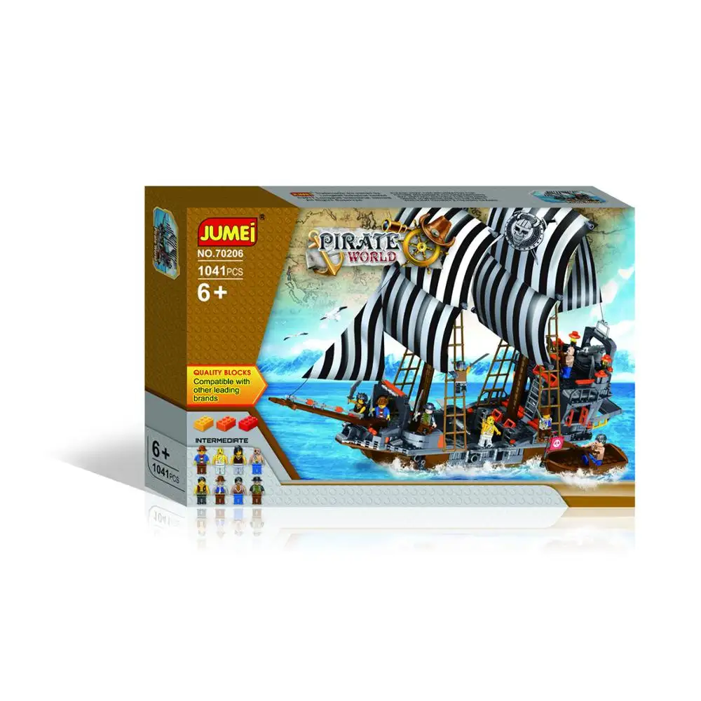 Di plastica educativo creativo giocattolo di costruzione di mattoni con modello di nave pirata pirati mattoni da costruzione